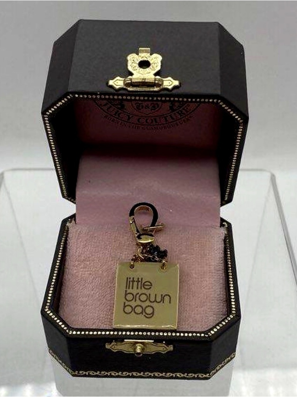 Rare Juicy Couture Little Brown Bag Bloomingdale’s Dog Gold Charm